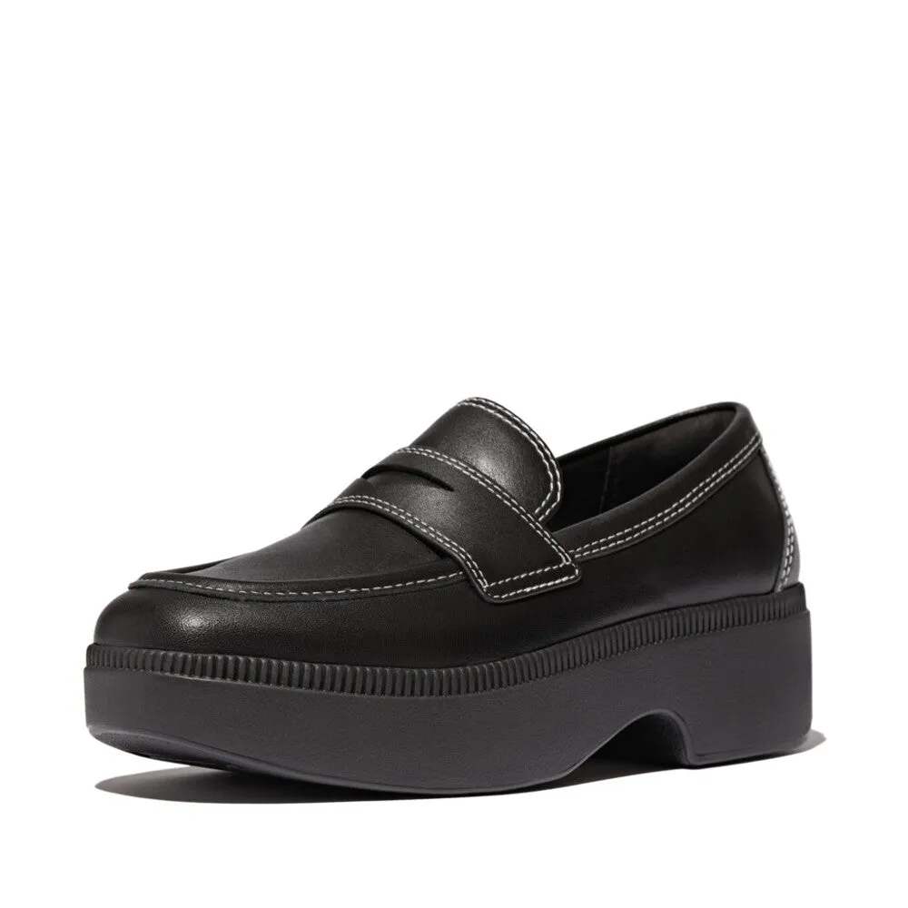 รองเท้าโลฟเฟอร์ ผู้หญิง รุ่น F-LUMA CONTRAST-STITCH LEATHER DEMI-WEDGE LOAFERS