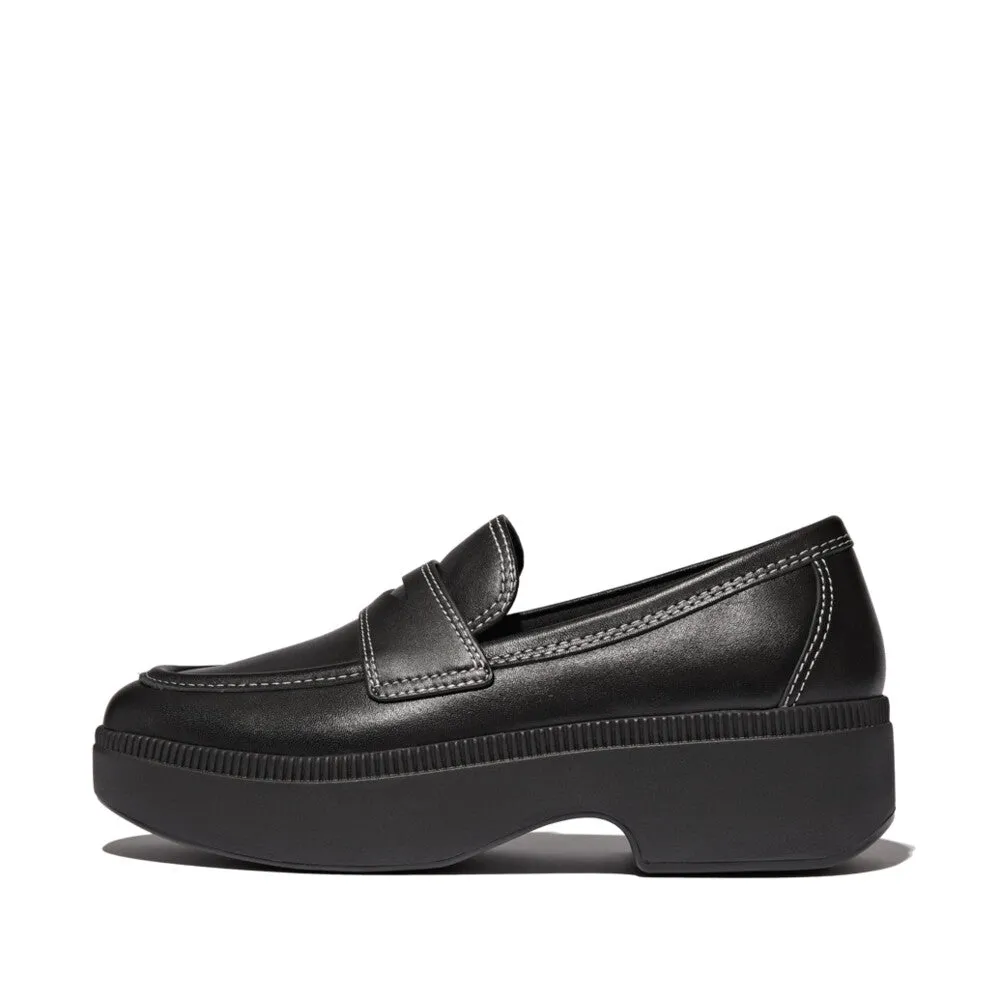 รองเท้าโลฟเฟอร์ ผู้หญิง รุ่น F-LUMA CONTRAST-STITCH LEATHER DEMI-WEDGE LOAFERS