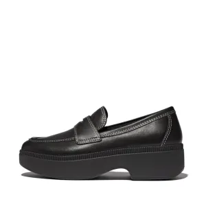 รองเท้าโลฟเฟอร์ ผู้หญิง รุ่น F-LUMA CONTRAST-STITCH LEATHER DEMI-WEDGE LOAFERS