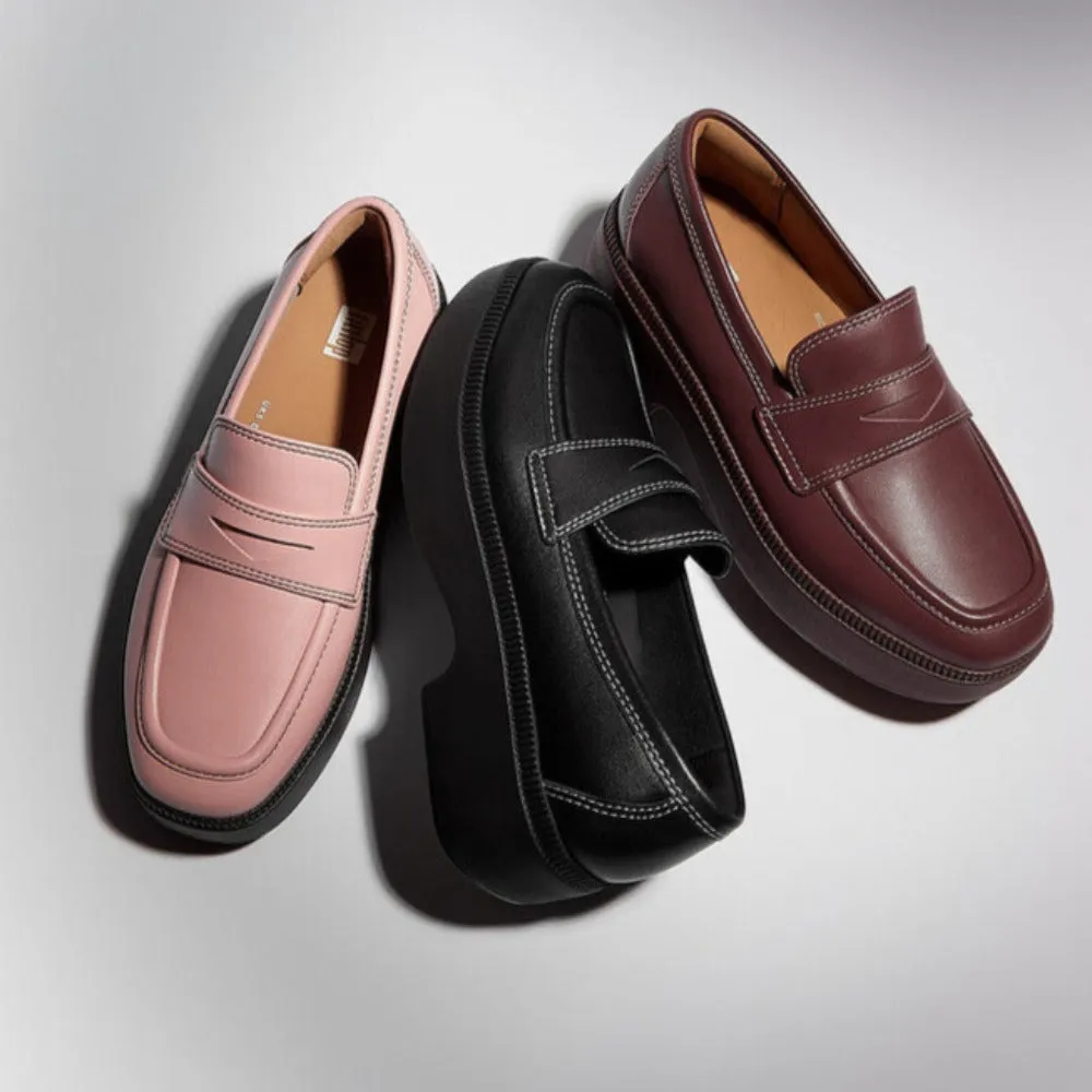 รองเท้าโลฟเฟอร์ ผู้หญิง รุ่น F-LUMA CONTRAST-STITCH LEATHER DEMI-WEDGE LOAFERS