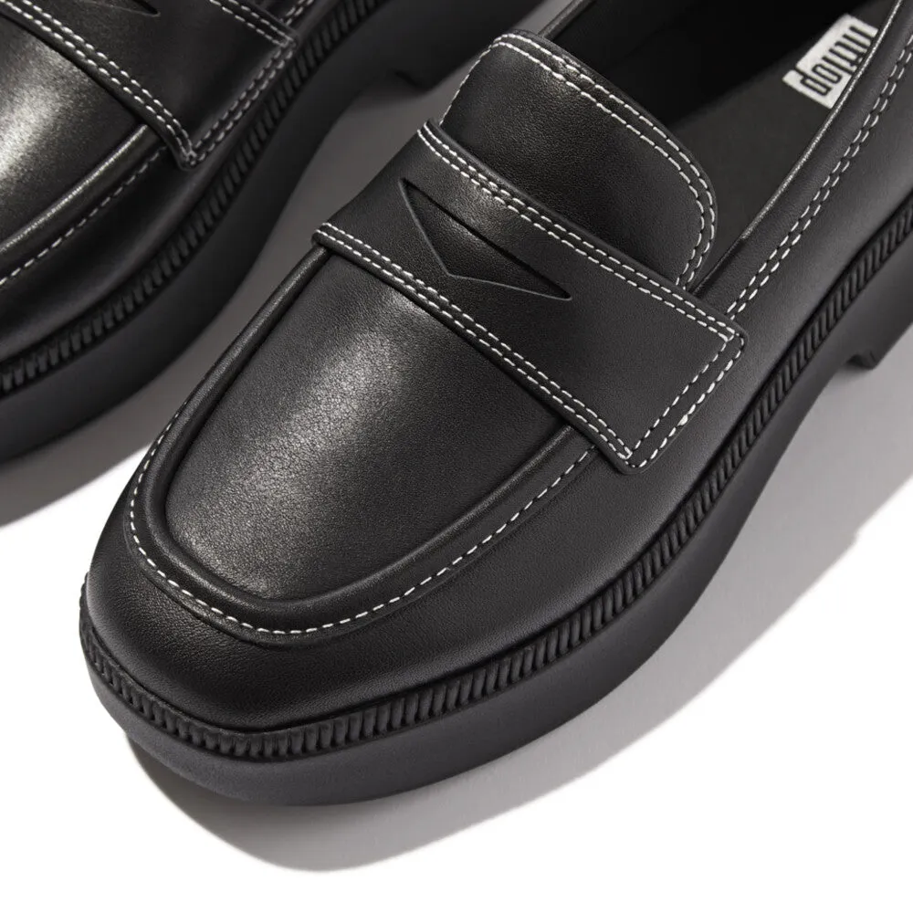 รองเท้าโลฟเฟอร์ ผู้หญิง รุ่น F-LUMA CONTRAST-STITCH LEATHER DEMI-WEDGE LOAFERS