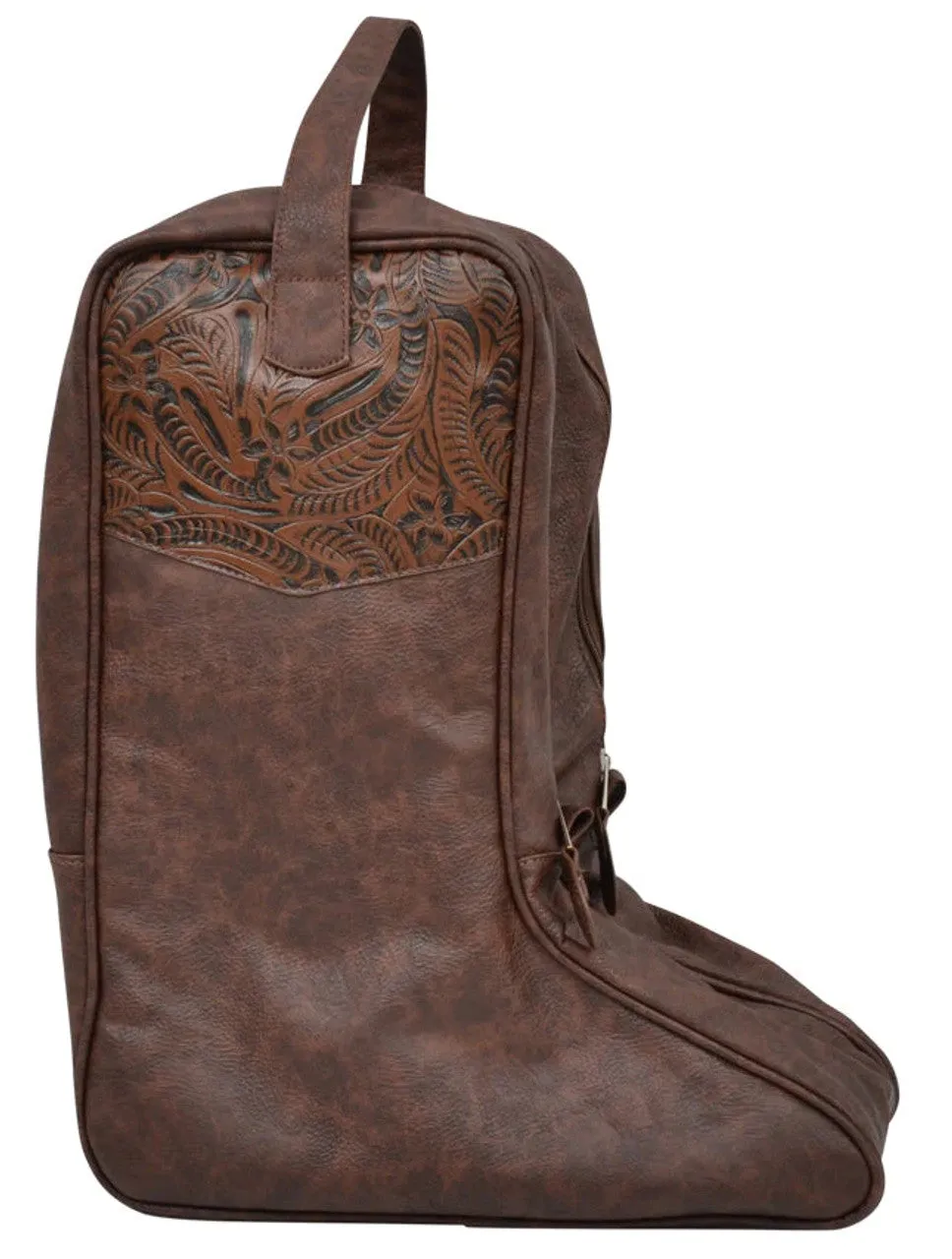 3D Belt Co. Floral Embossed Boot Bag in Brown