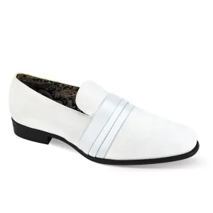 After Midnight Uptown Hustle in White Sleek Velvet Loafers