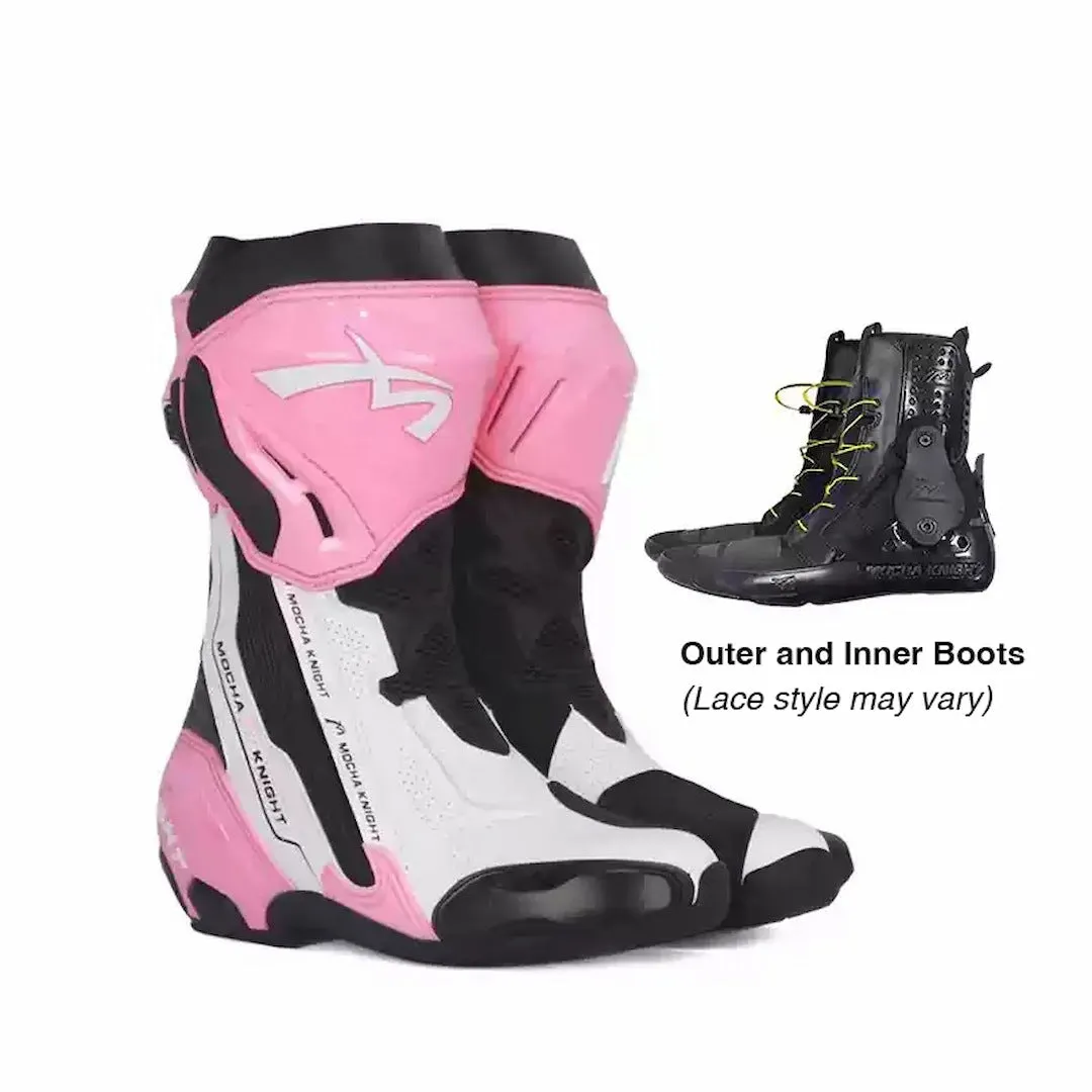 Allgoal Pink Motorcycle Riding Boots