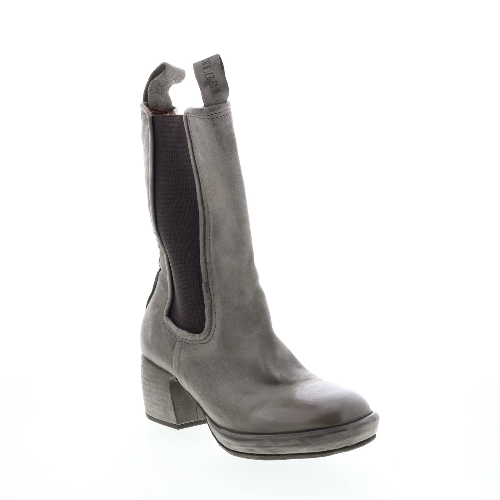 A.S.98 Collins A57202-302 Womens Gray Leather Slip On Chelsea Boots