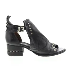 A.S.98 Maudie 672025-101 Womens Black Leather Heeled Sandals Shoes