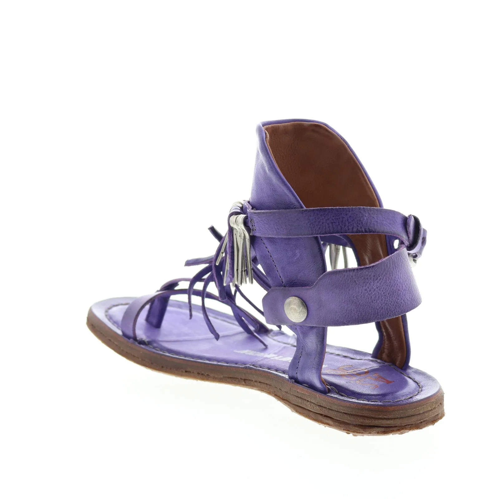 A.S.98 Rowan 534010-1105 Womens Purple Leather Strap Sandals Shoes