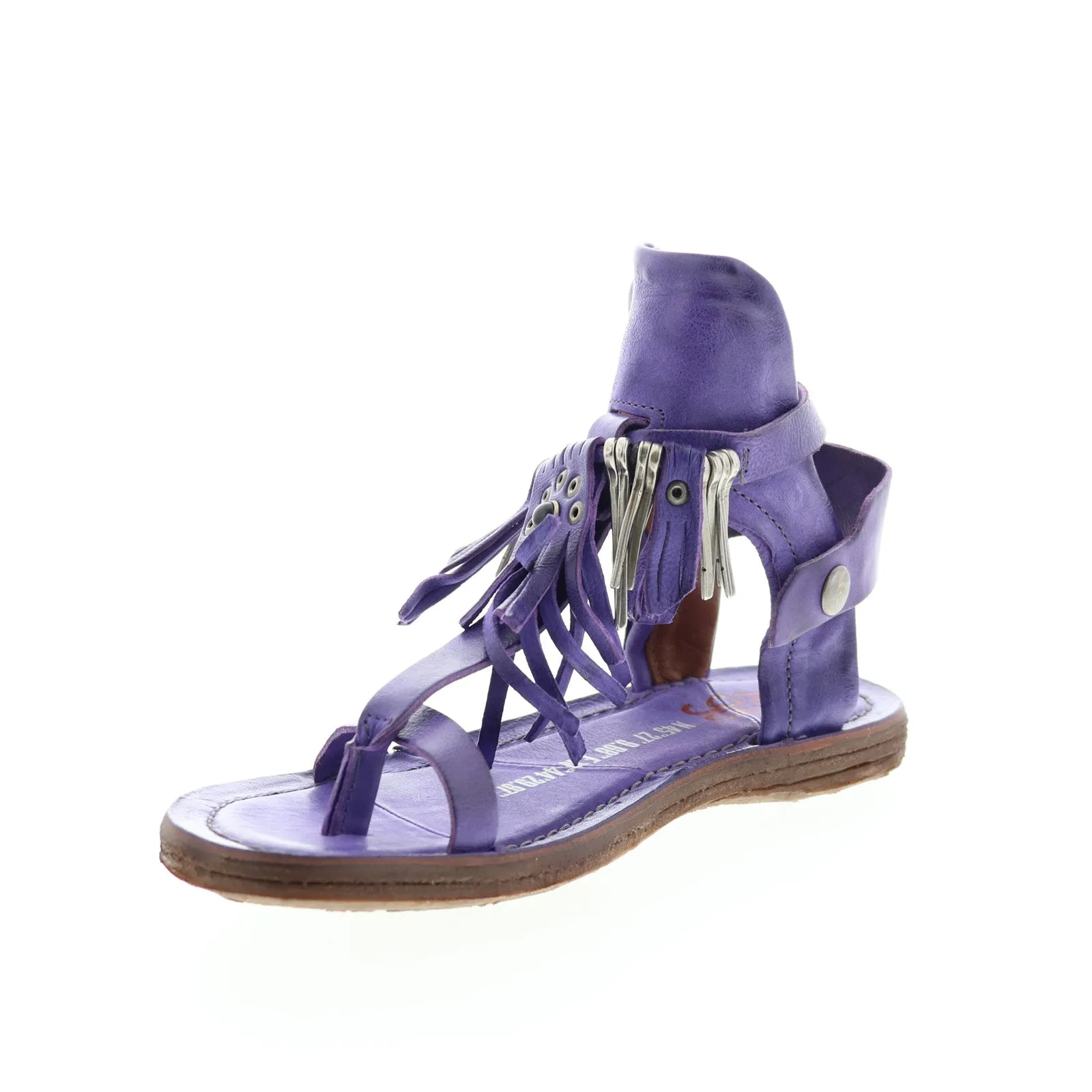 A.S.98 Rowan 534010-1105 Womens Purple Leather Strap Sandals Shoes