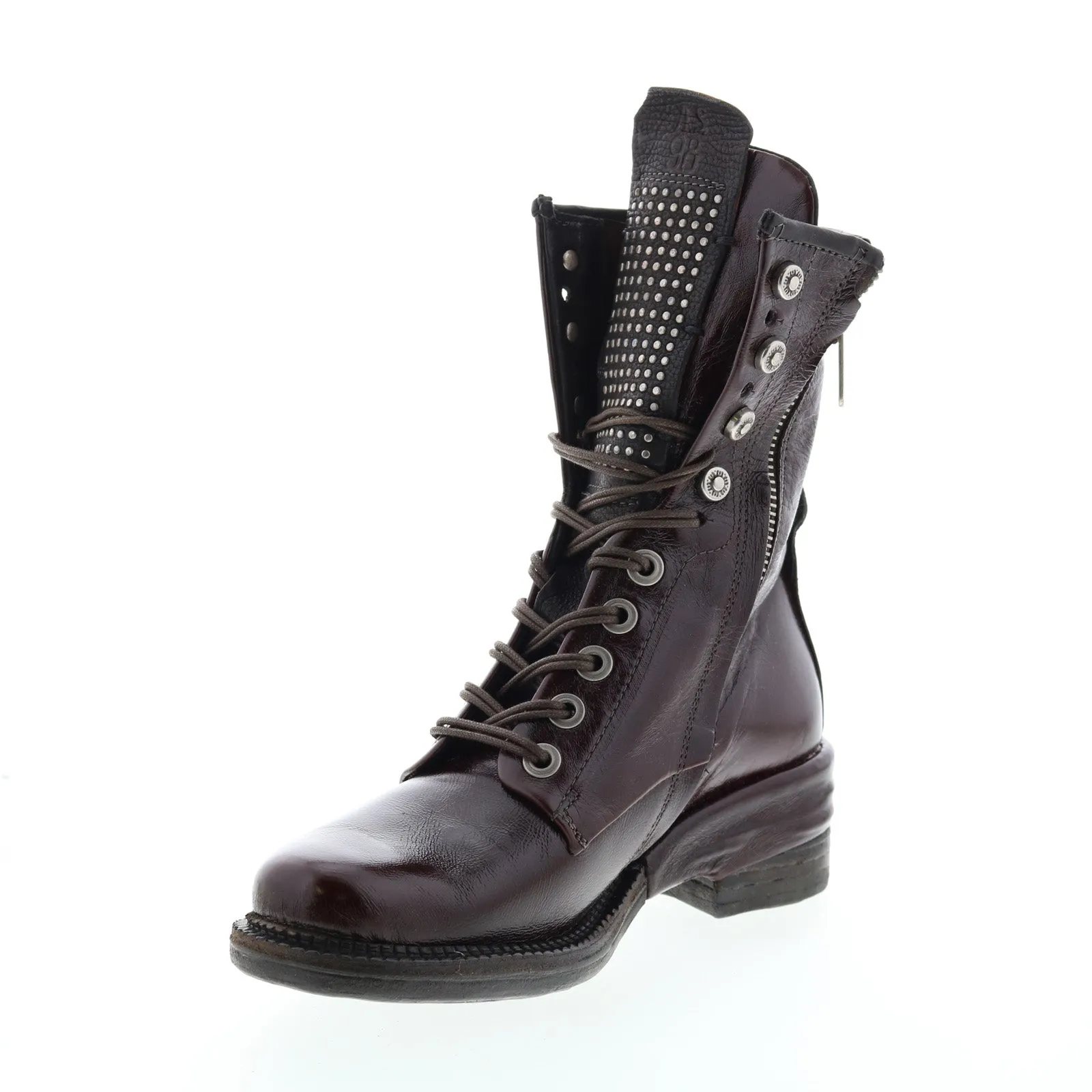 A.S.98 Saunder A23208-201 Womens Brown Leather Lace Up Casual Dress Boots