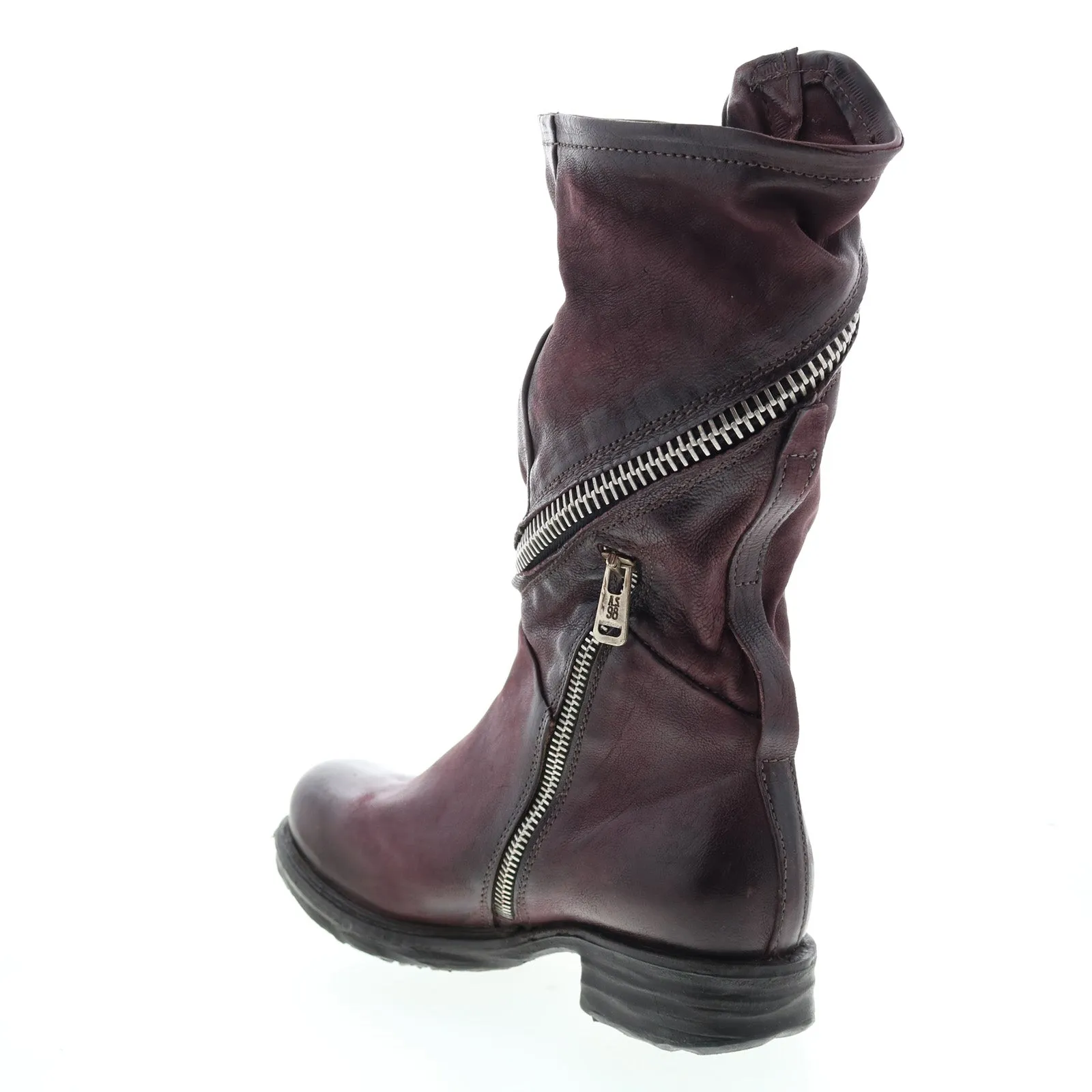 A.S.98 Siggs 259373-101 Womens Burgundy Leather Zipper Mid Calf Boots