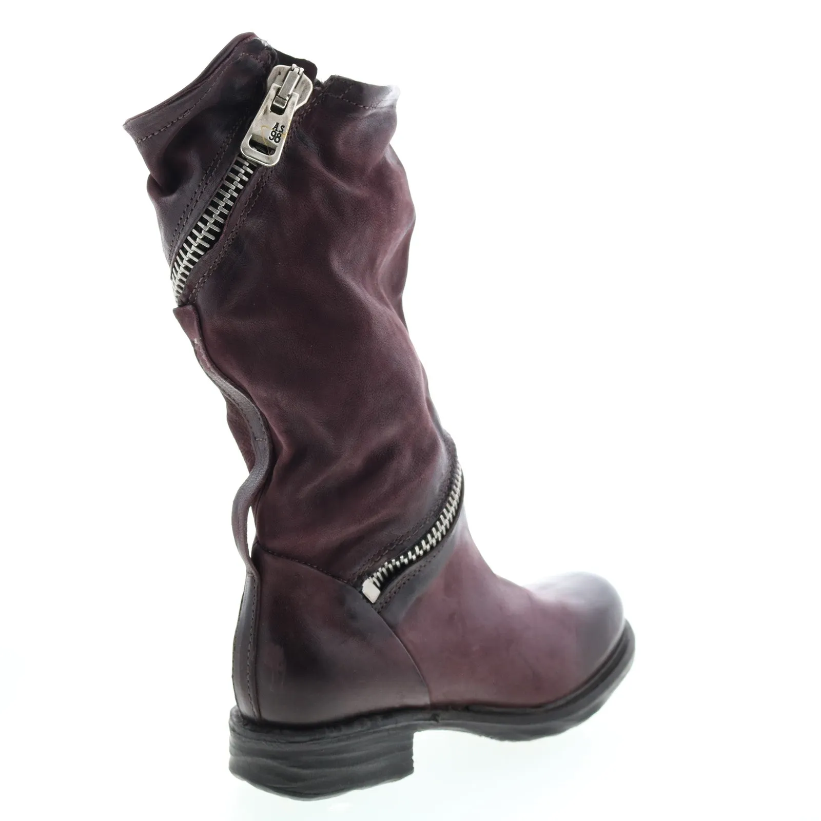 A.S.98 Siggs 259373-101 Womens Burgundy Leather Zipper Mid Calf Boots