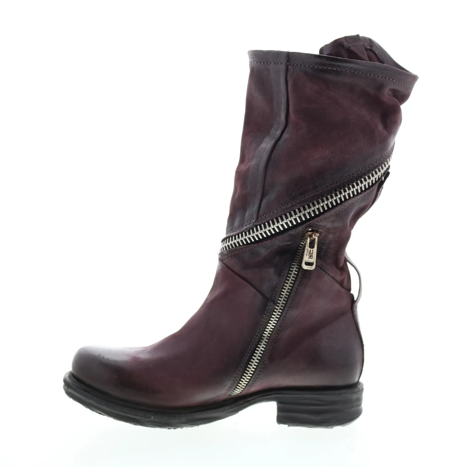 A.S.98 Siggs 259373-101 Womens Burgundy Leather Zipper Mid Calf Boots