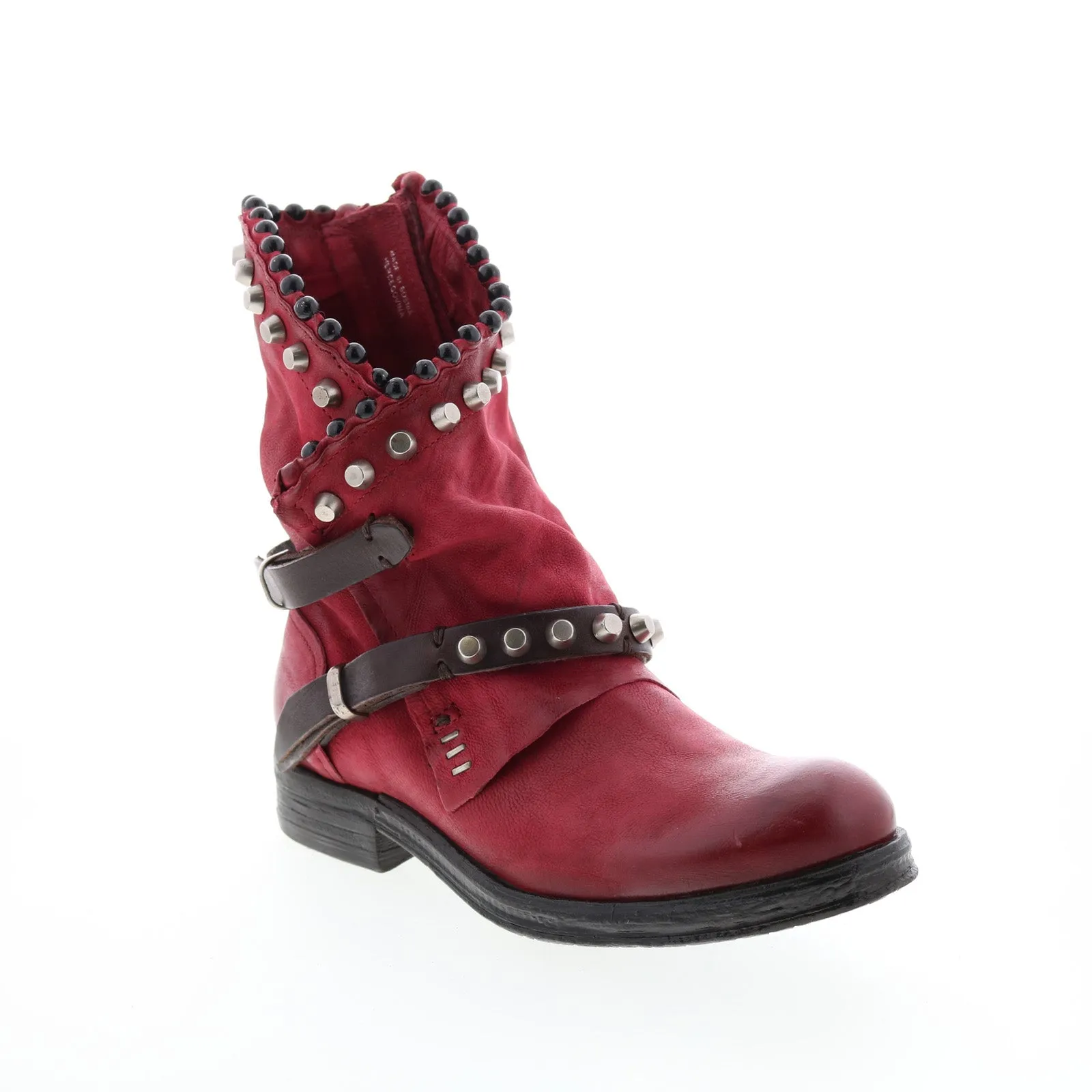 A.S.98 Vianne 207239-202 Womens Red Leather Hook & Loop Casual Dress Boots