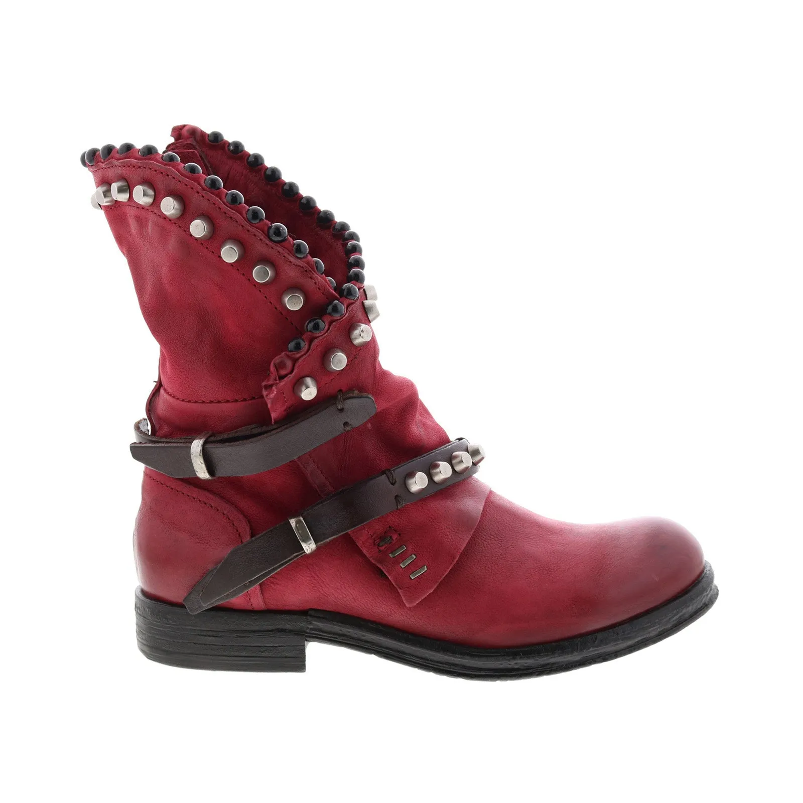 A.S.98 Vianne 207239-202 Womens Red Leather Hook & Loop Casual Dress Boots