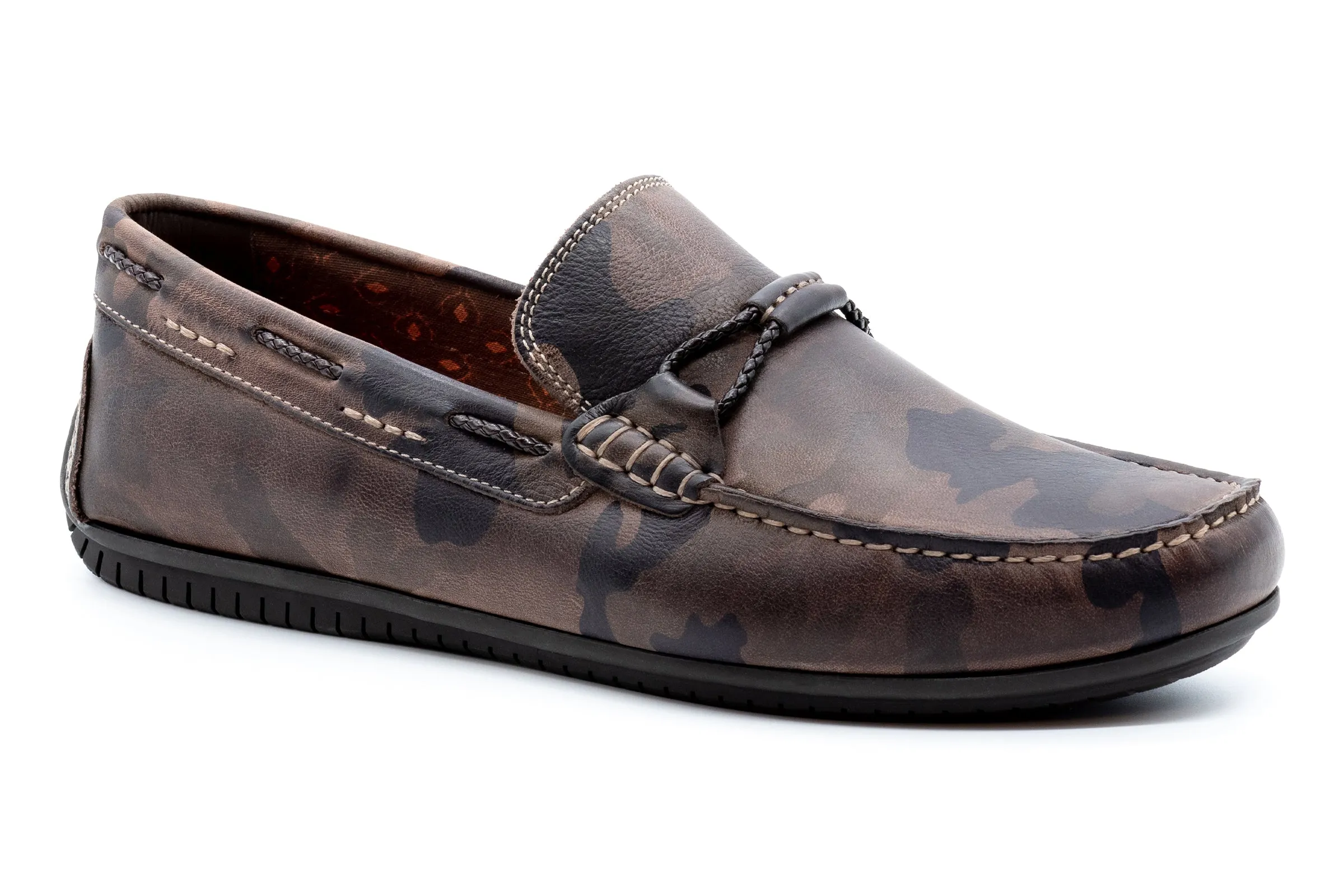 Bermuda Saddle Leather Braided Bit Loafers - Camo