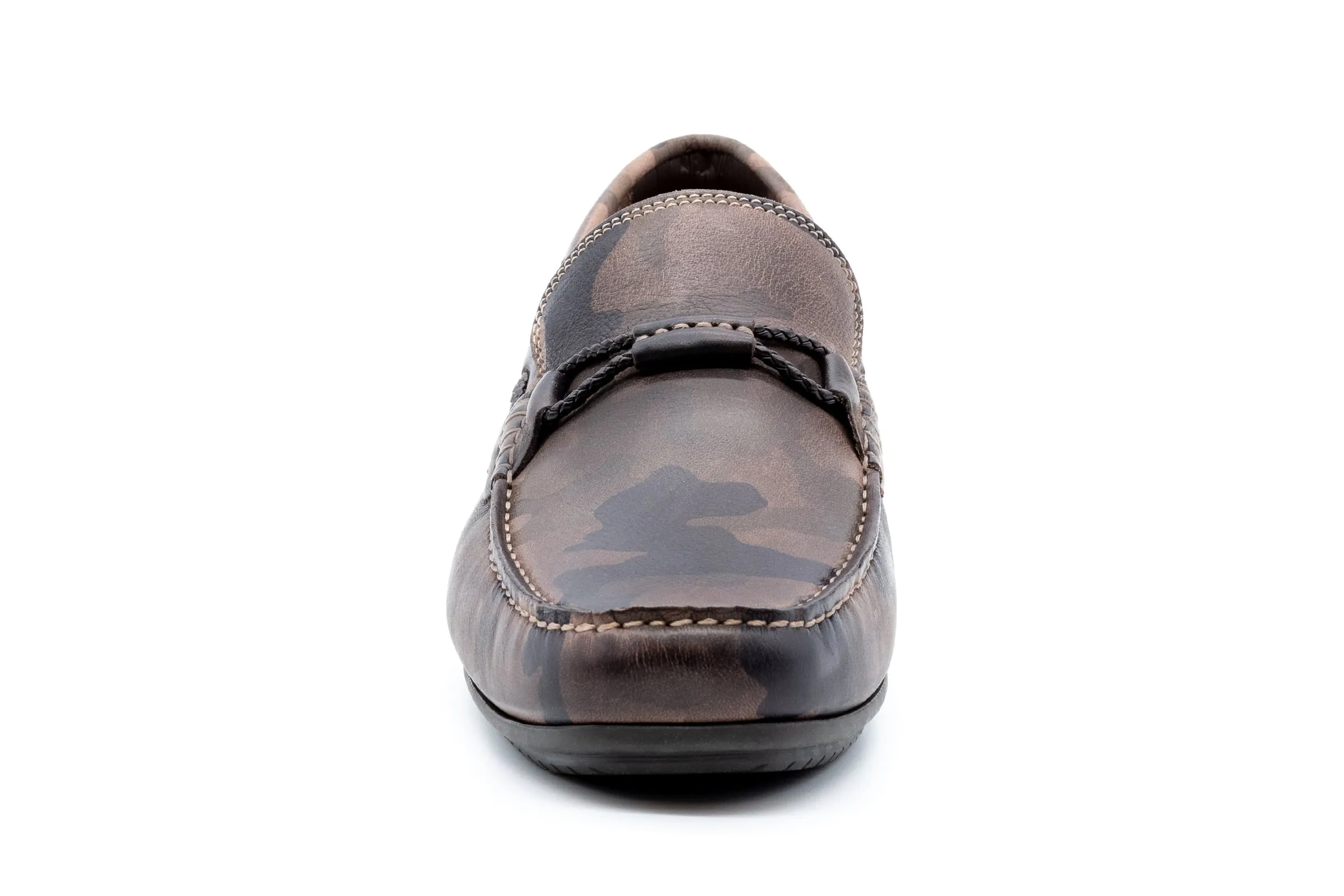 Bermuda Saddle Leather Braided Bit Loafers - Camo