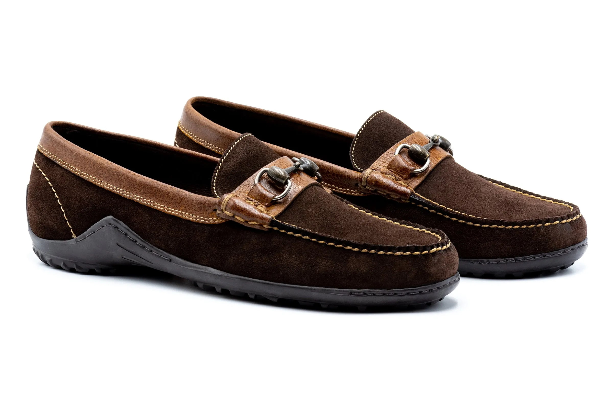 Bill Safari Kudu Suede Horse Bit Loafers - Walnut