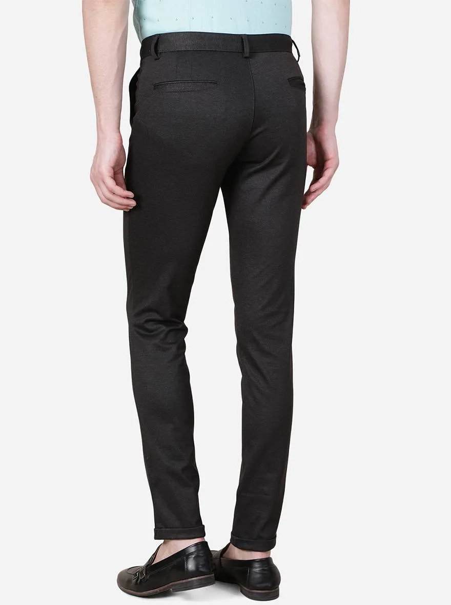 Brownis Black Solid Venice Fit Casual Trouser | JadeBlue