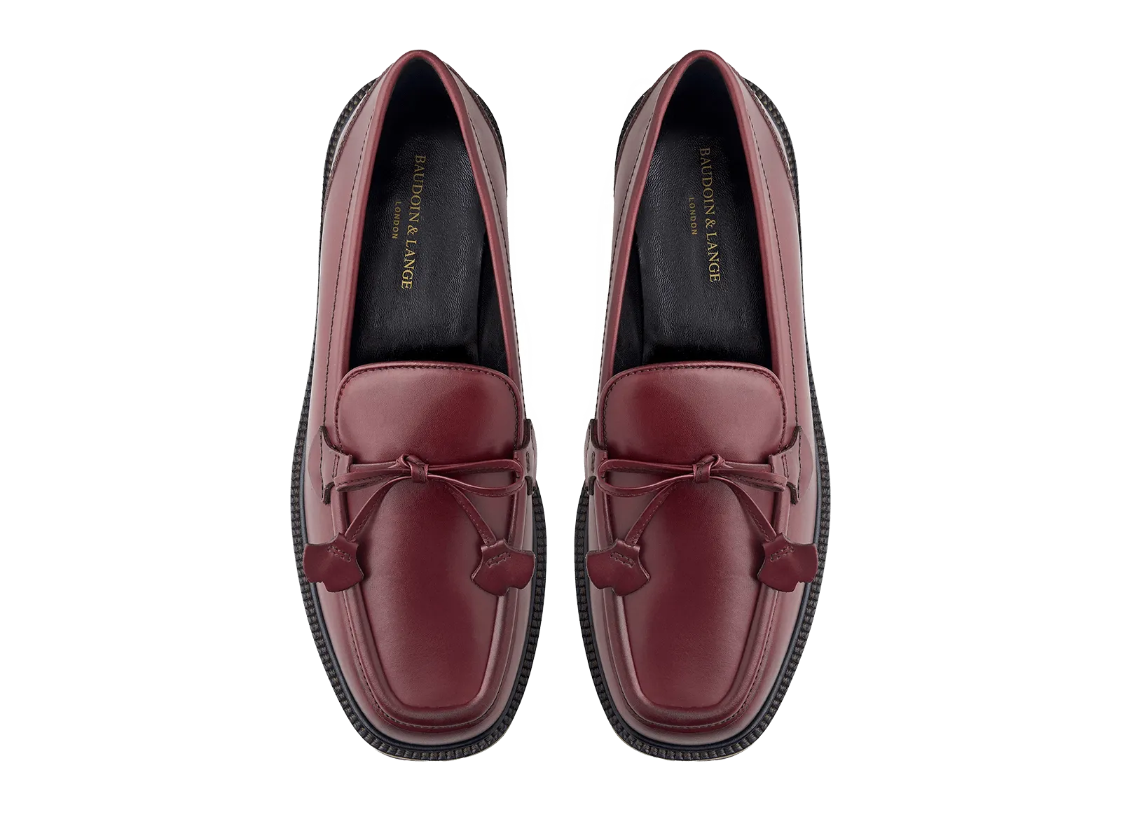 Charlotte Lace Loafers in Crimson Calf with Rubber Sole