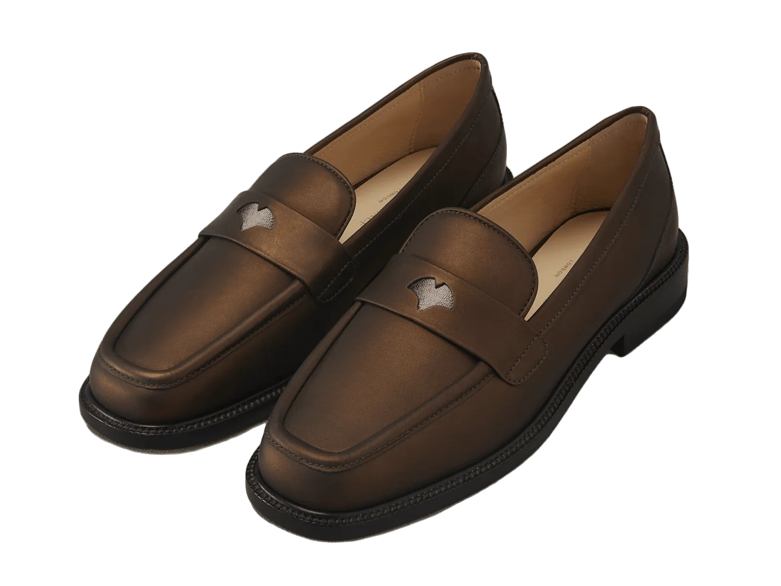 Charlotte Penny Loafers in Copper Translucent Kidskin