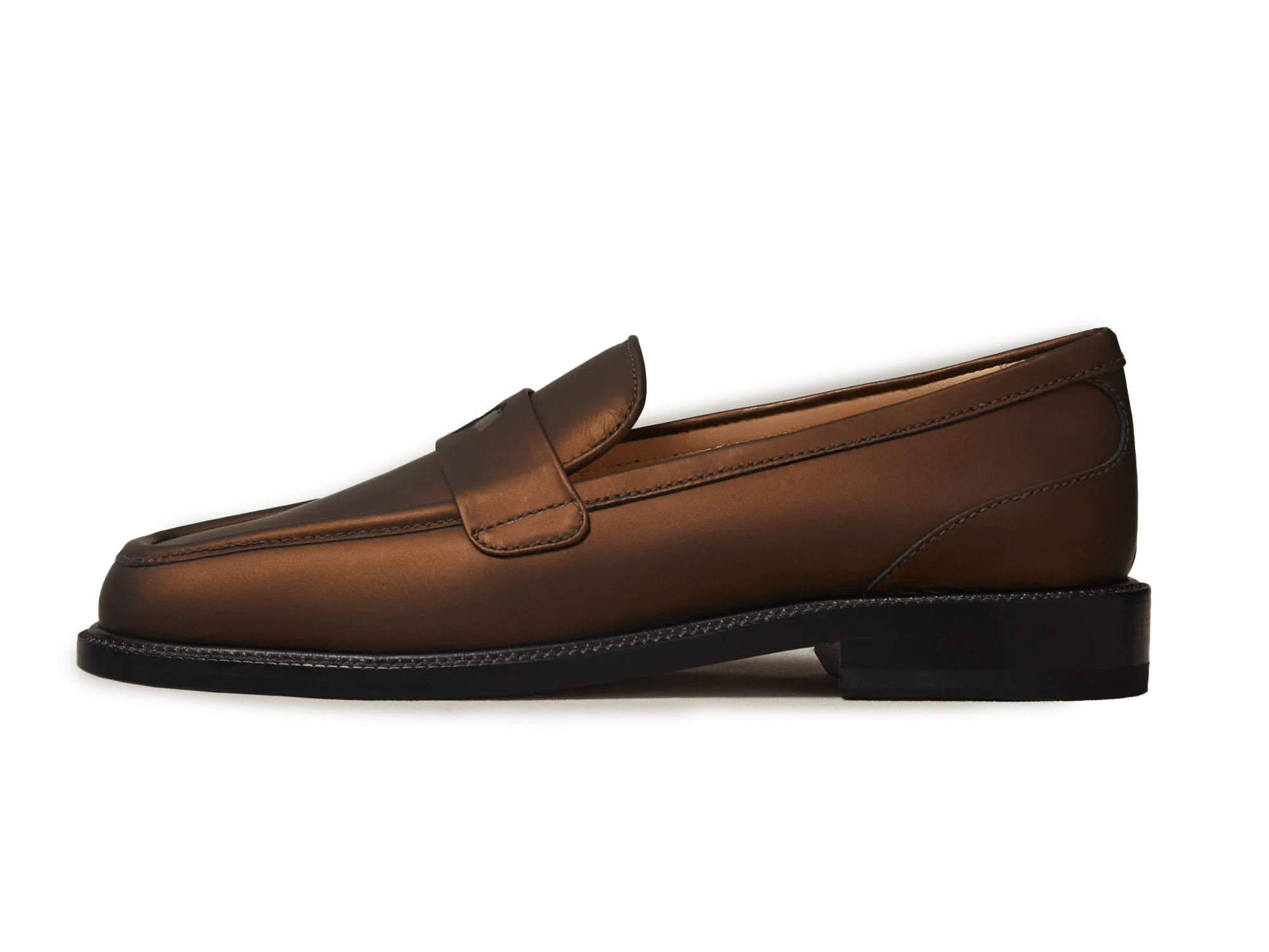 Charlotte Penny Loafers in Copper Translucent Kidskin