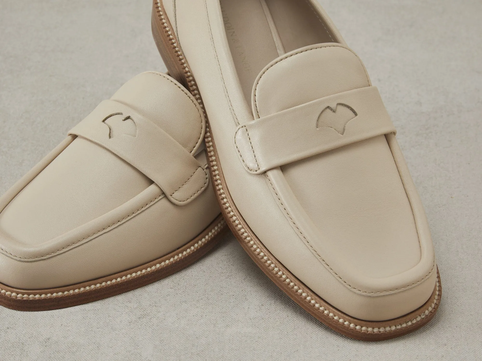 Charlotte Penny Loafers in Latte Matt Calfskin