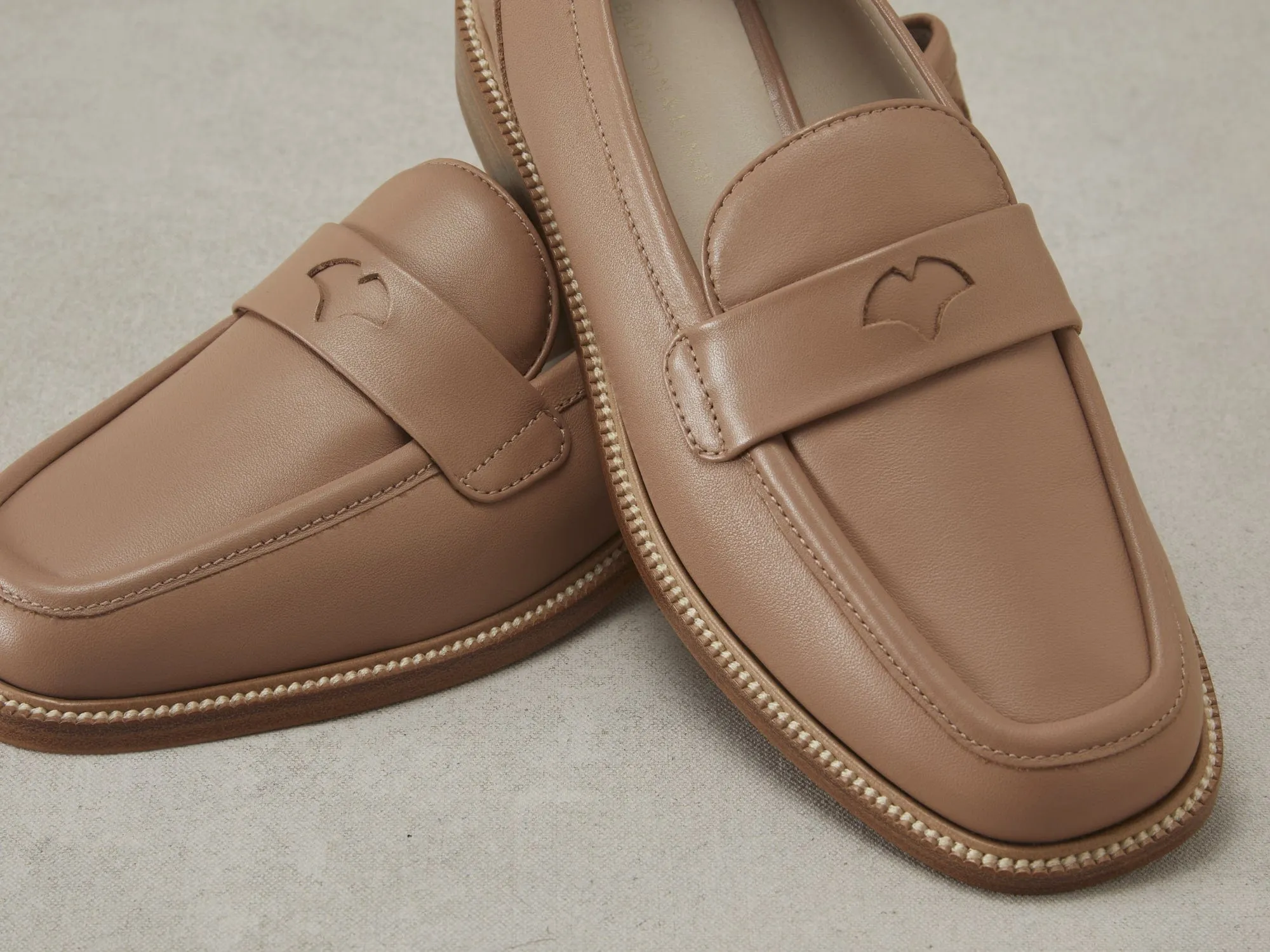 Charlotte Penny Loafers in Praline Matt Calfskin