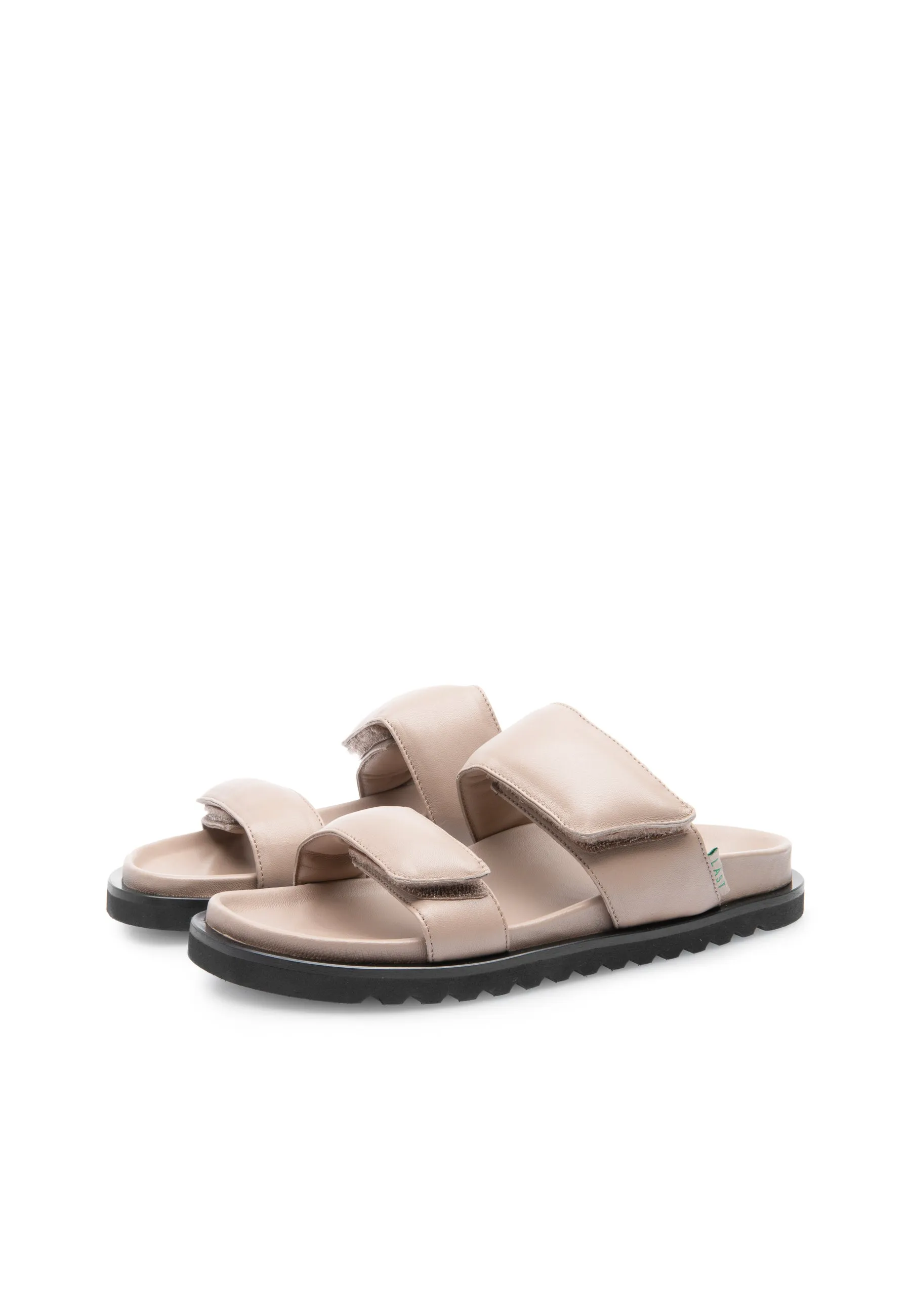 Corine Taupe Leather Puffy Sandals