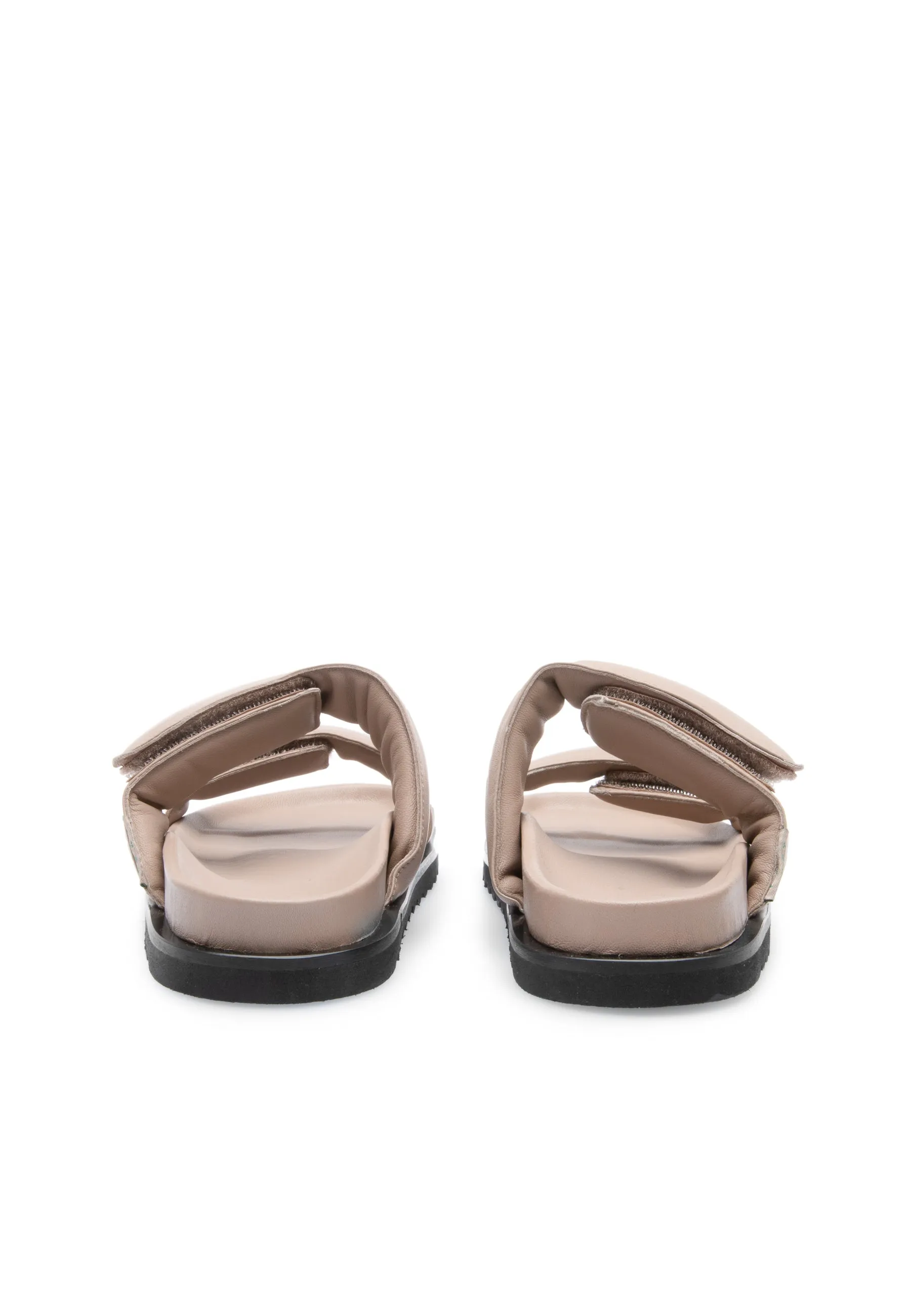 Corine Taupe Leather Puffy Sandals