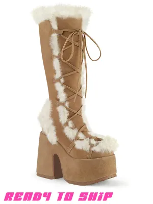 DEMONIA CAMEL 311 PLATFORM BOOTS - CAMEL