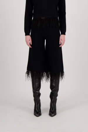 Feather Hem Wide Leg Knit Pant