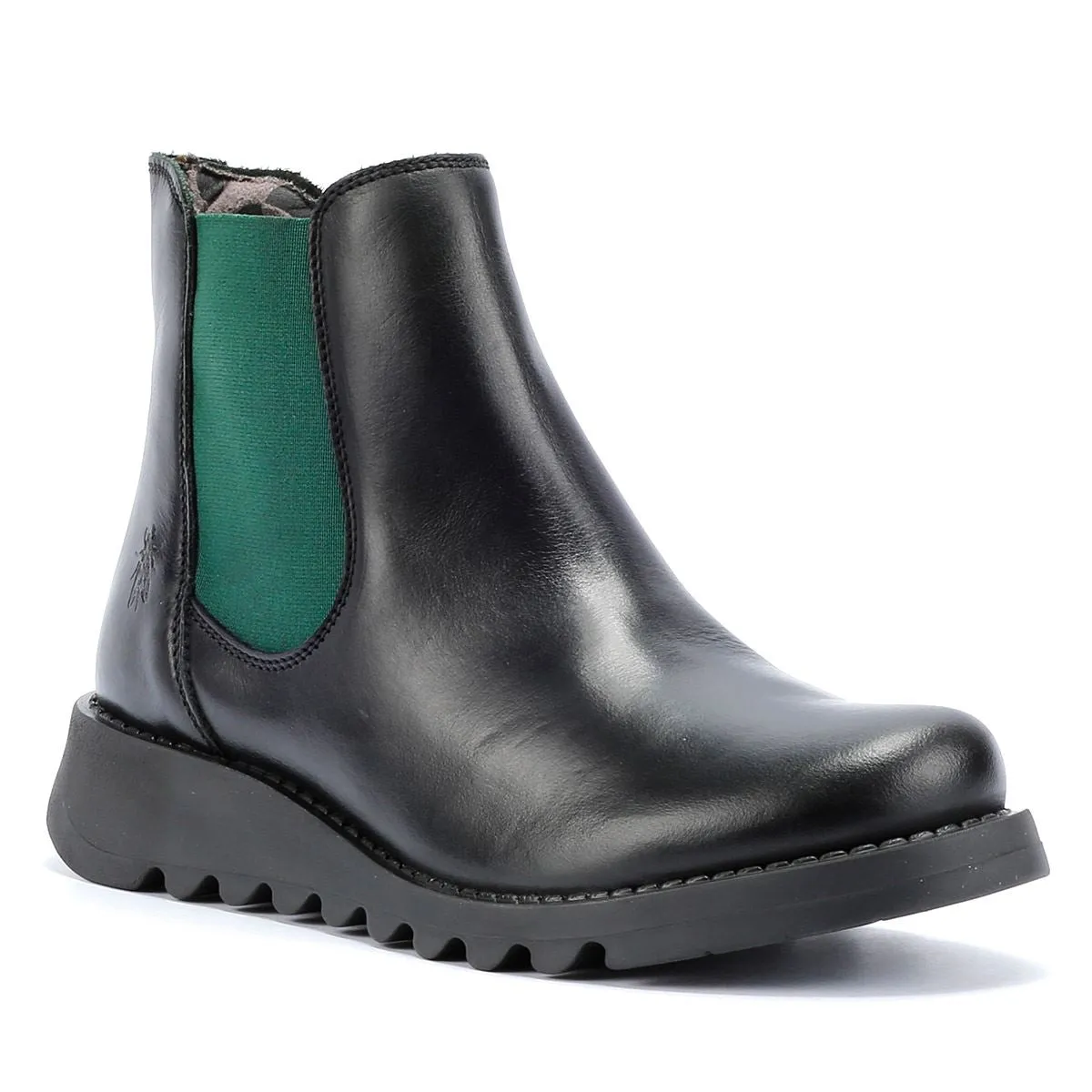 Fly London Salv Leather Women's Black/Teal Boots