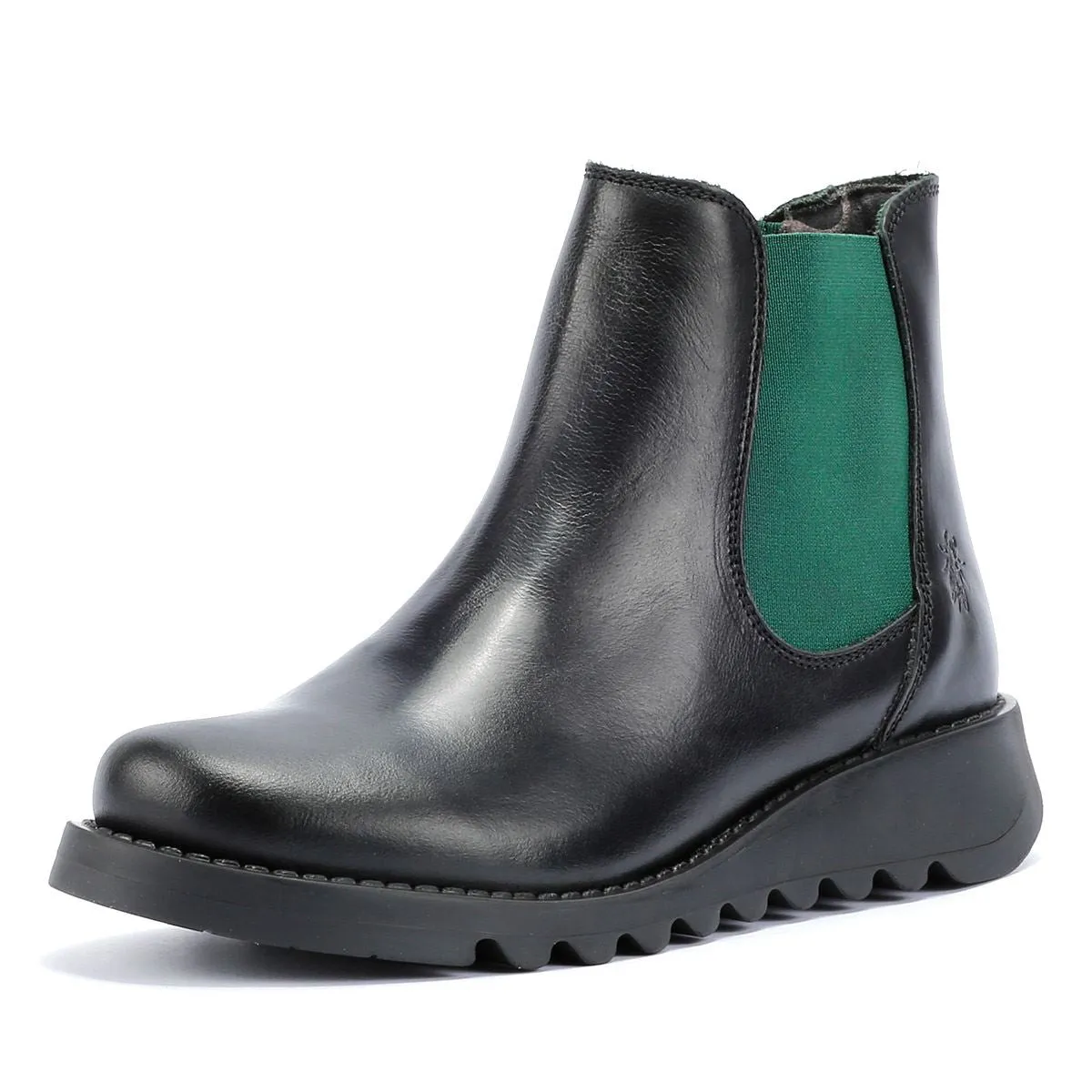 Fly London Salv Leather Women's Black/Teal Boots