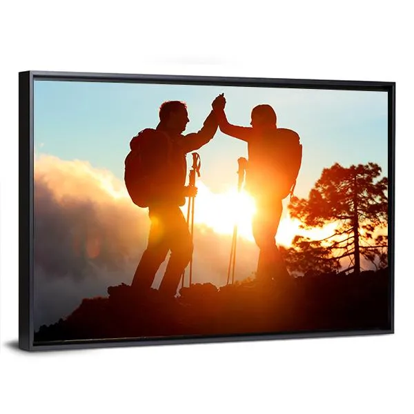 Hikers High Five Canvas Wall Art