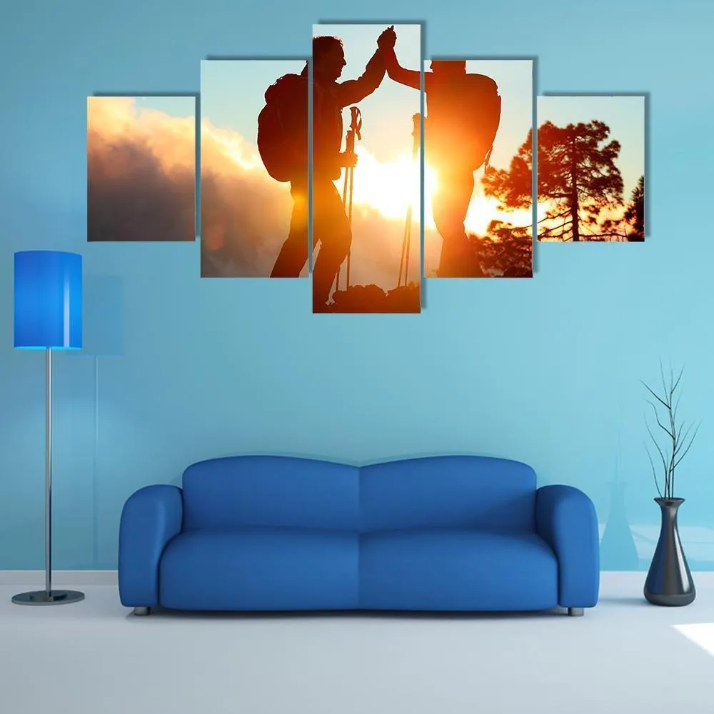 Hikers High Five Canvas Wall Art