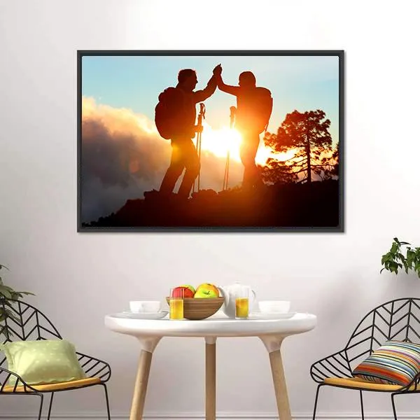 Hikers High Five Canvas Wall Art