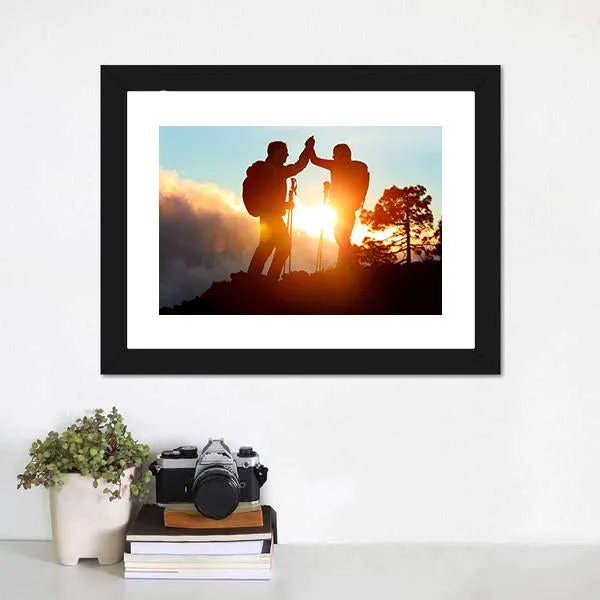 Hikers High Five Canvas Wall Art