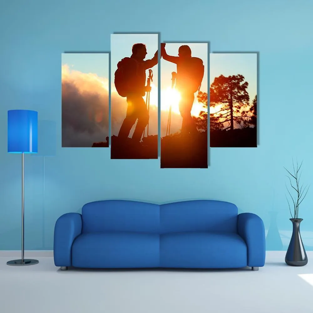 Hikers High Five Canvas Wall Art