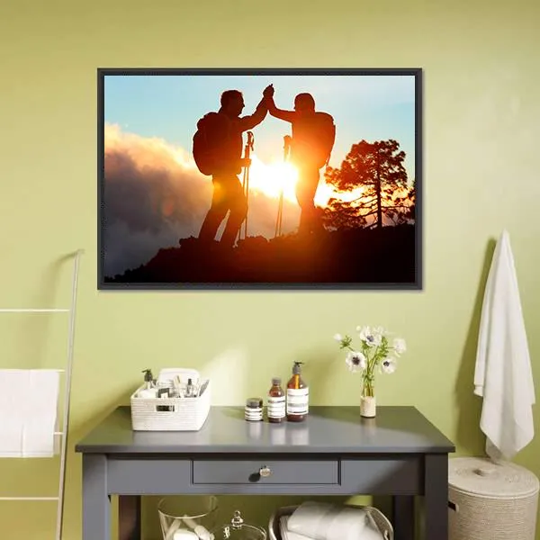 Hikers High Five Canvas Wall Art