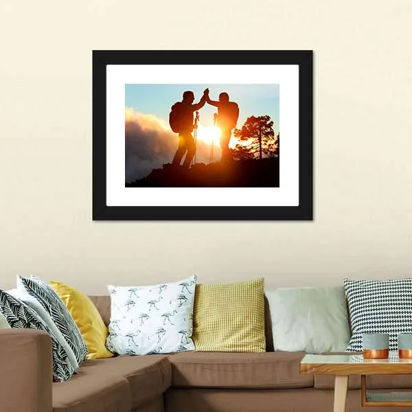 Hikers High Five Canvas Wall Art