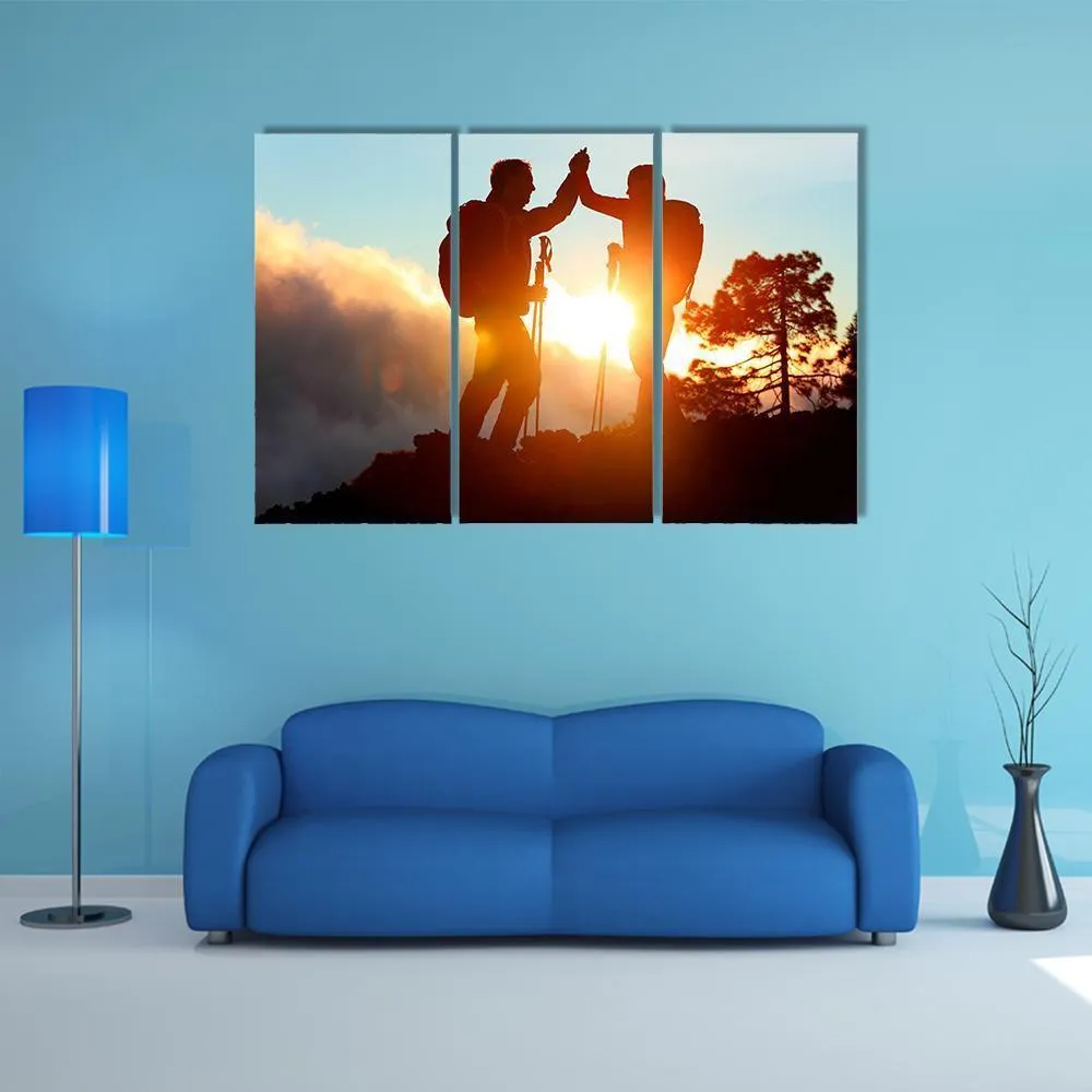 Hikers High Five Canvas Wall Art