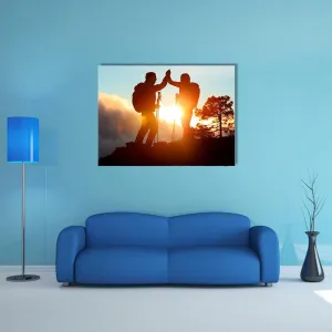 Hikers High Five Canvas Wall Art