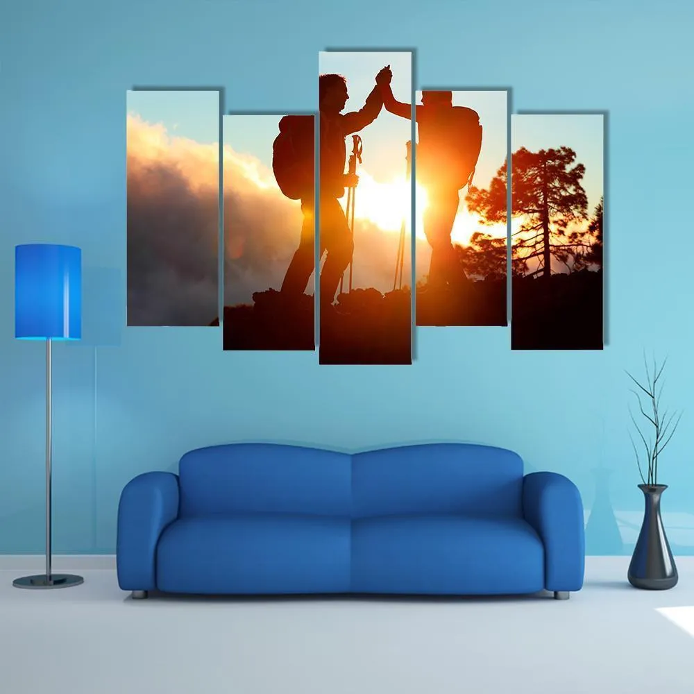 Hikers High Five Canvas Wall Art