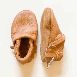 Leather Baby & Toddler Fringe Moccasins - Camel