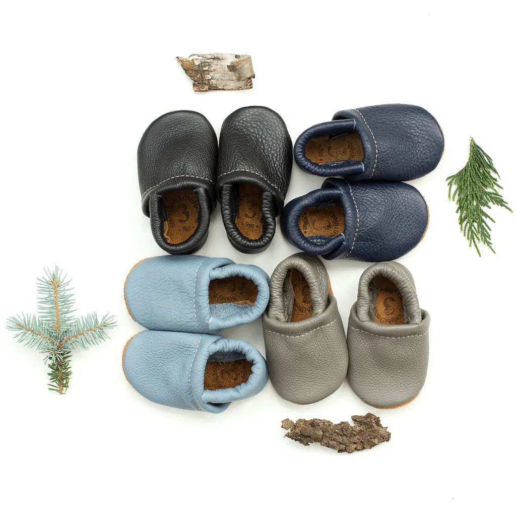 Leather Baby & Toddler Loafer Moccasins - Big Sky, Navy, Grey, Black