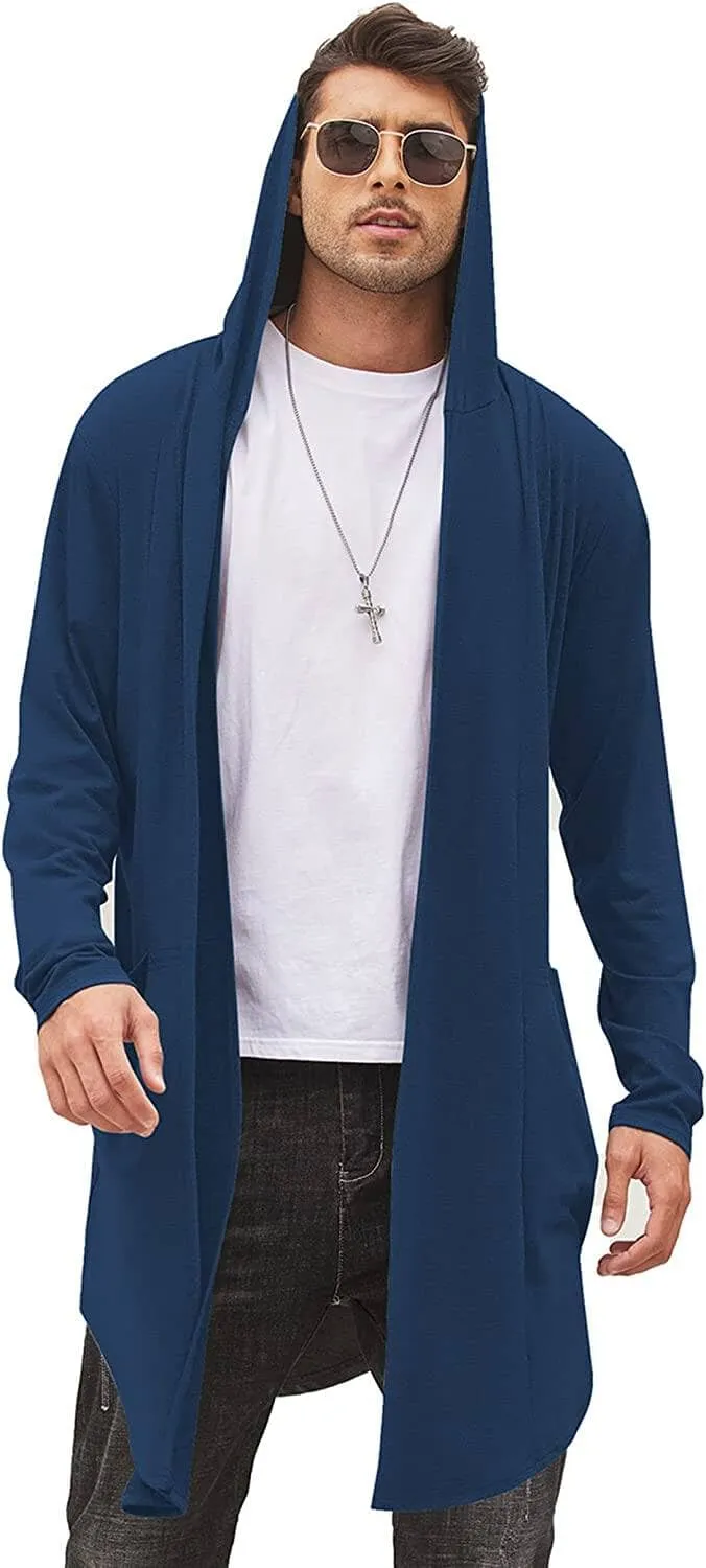 Long Hooded Shawl Collar Overcoat with Pockets (US Only)