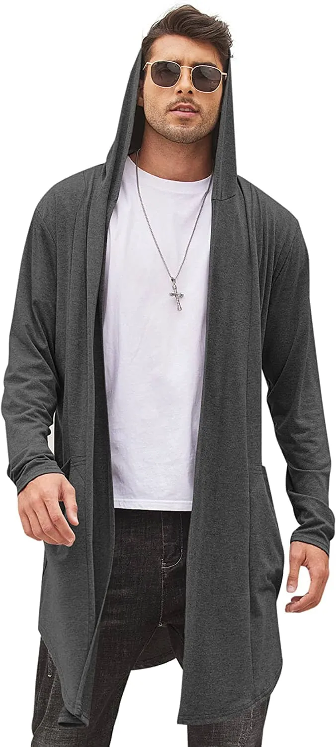 Long Hooded Shawl Collar Overcoat with Pockets (US Only)