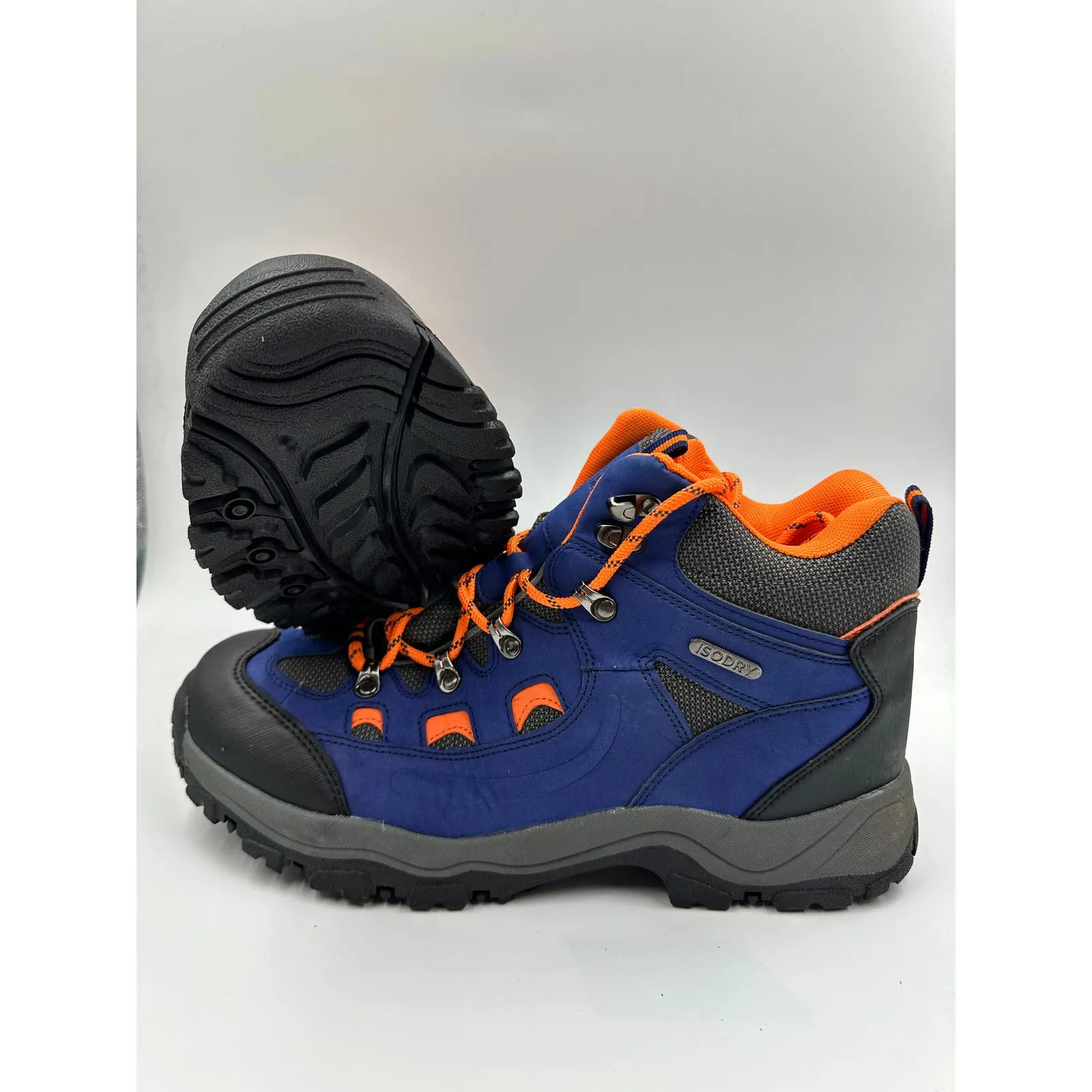 Men's Size 13, Blue and Orange Isodry High Top Hikers, Rubber Toe Caps