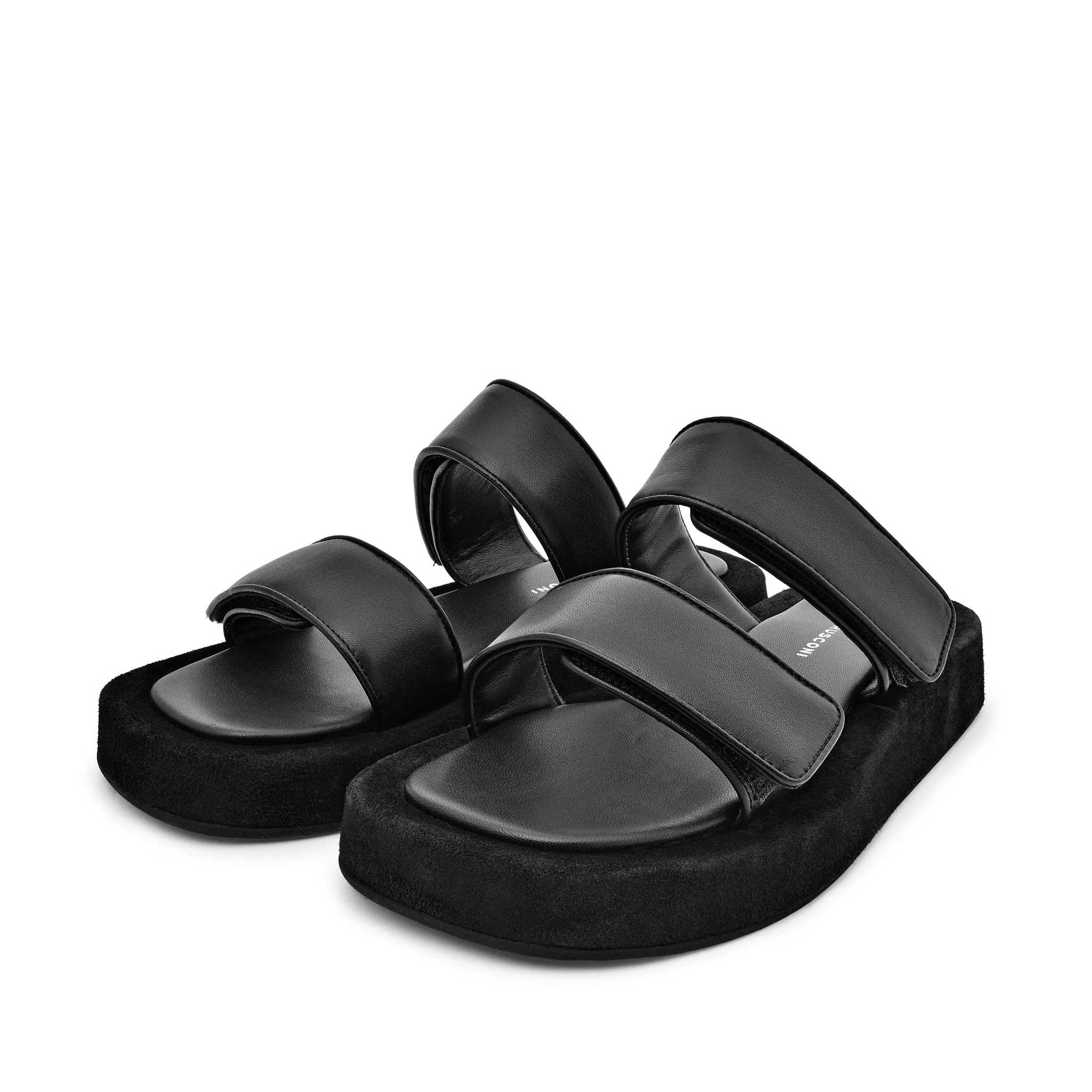 Mila Black Leather Straps Sandals