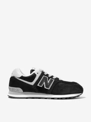 New Balance Kids 574 Lace Up Logo Trainers in Black